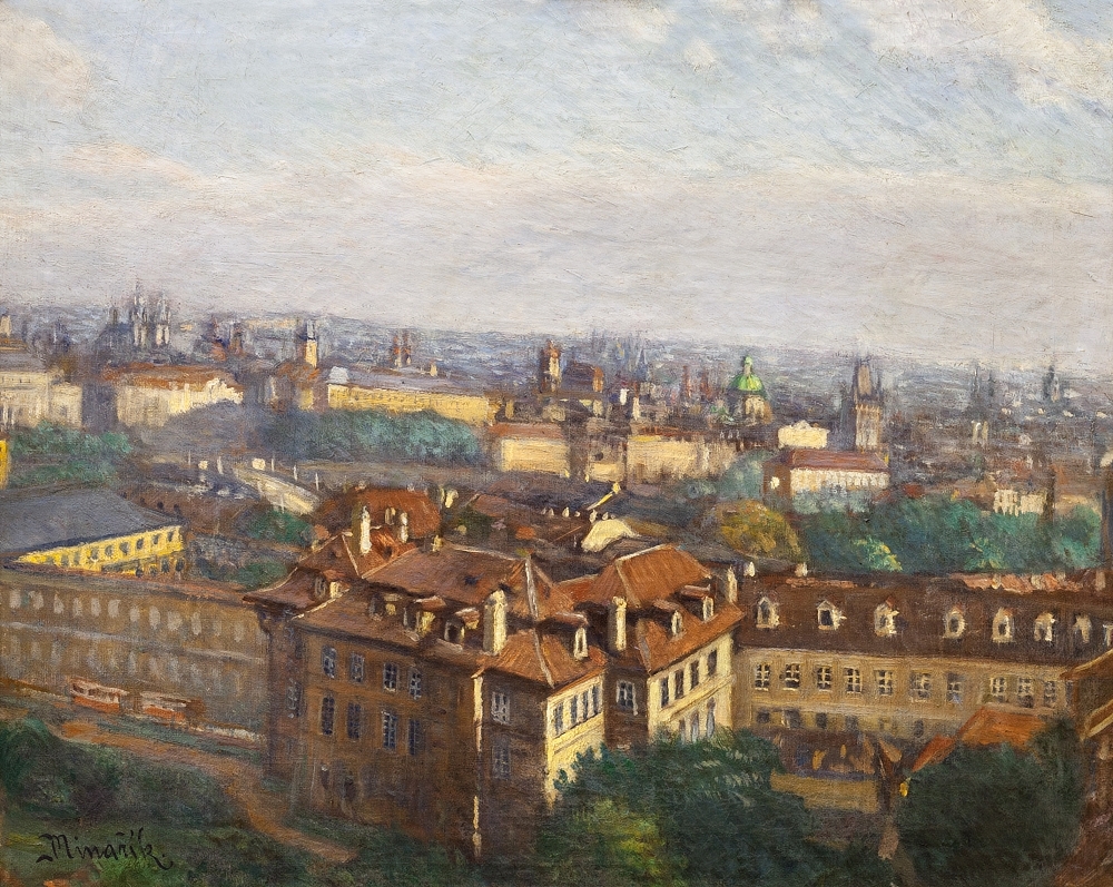Artwork by Jan Minařík, POHLED NA PRAHU, Made of Oil on canvas