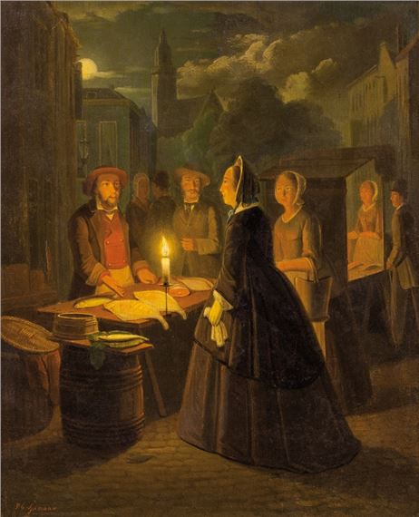 RYBÍ TRH PŘI SVĚTLE SVÍČKY by Pieter Geerard Sjamaar