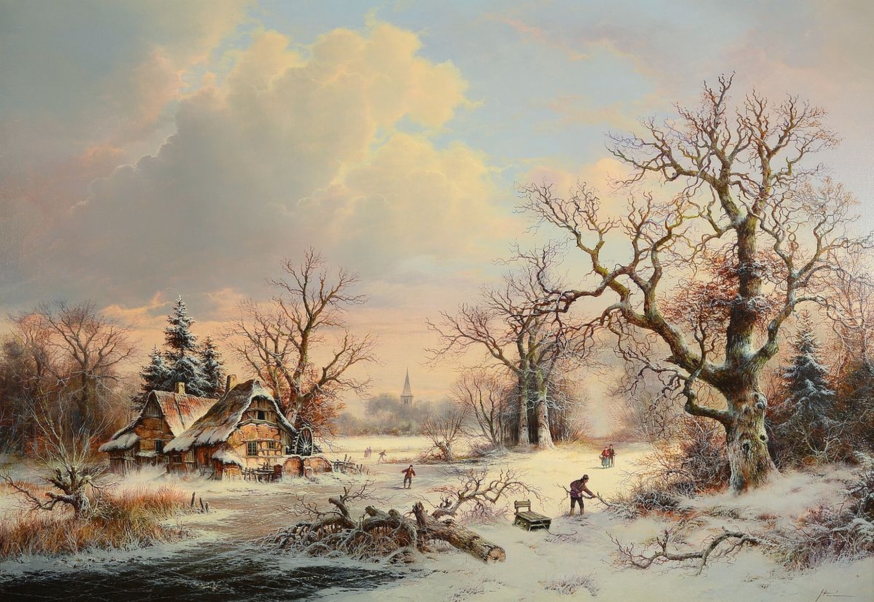 Artwork by Heinz Stienen, winter day, Made of oil / canvas