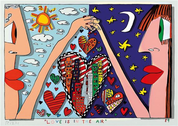 ジェームズリジー　LOVE IS IN THE AIR 版画 263/350 James Rizzi | Love is in the air (1989) | MutualArt