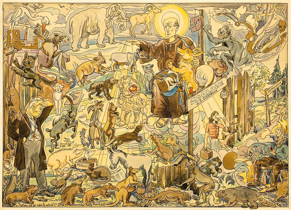 Artwork by Josef Váchal, ZOOLOGIE L. L. ROUBALA, Made of Watercolor and ink on paper