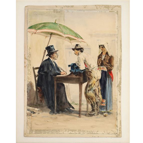 Spanish or Mexican cowboy and bride with magistrate by John Singer Sargent