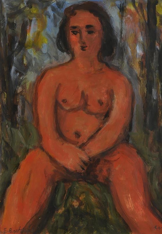 Artwork by Illi Billi, Seated Nude, Made of oil on board