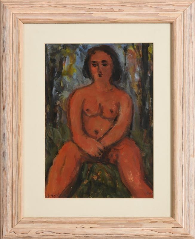 Artwork by Illi Billi, Seated Nude, Made of oil on board