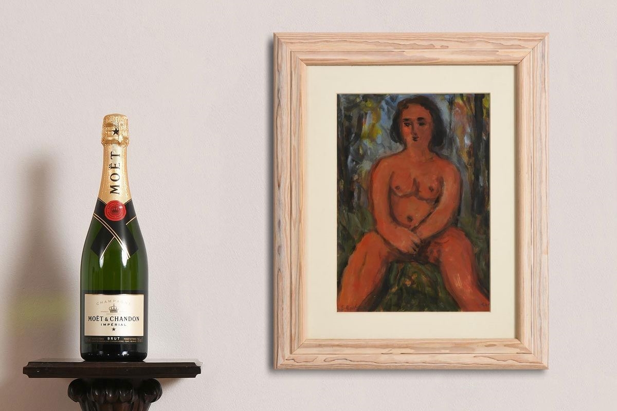 Artwork by Illi Billi, Seated Nude, Made of oil on board