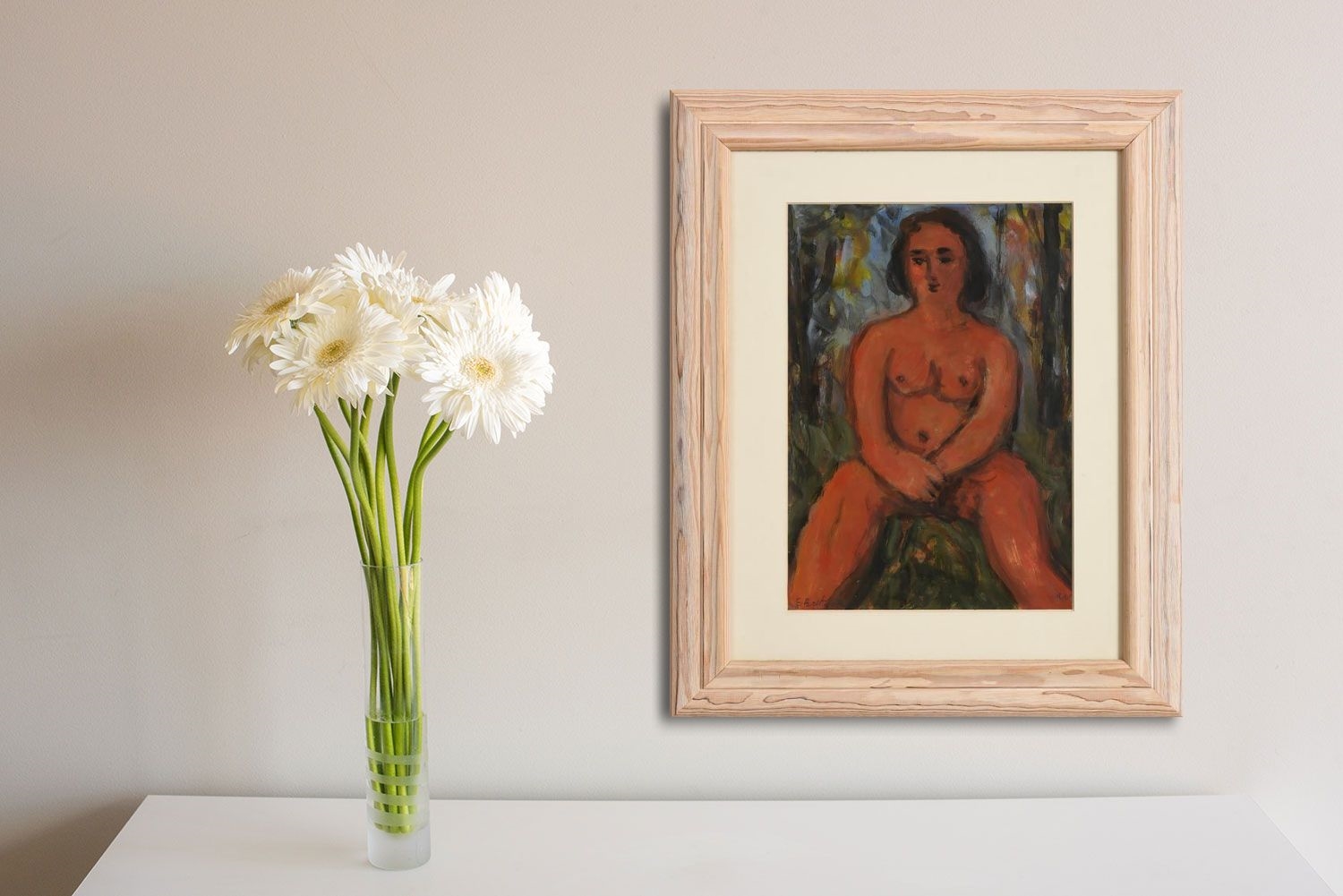 Artwork by Illi Billi, Seated Nude, Made of oil on board