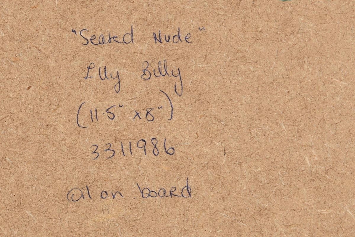 Artwork by Illi Billi, Seated Nude, Made of oil on board