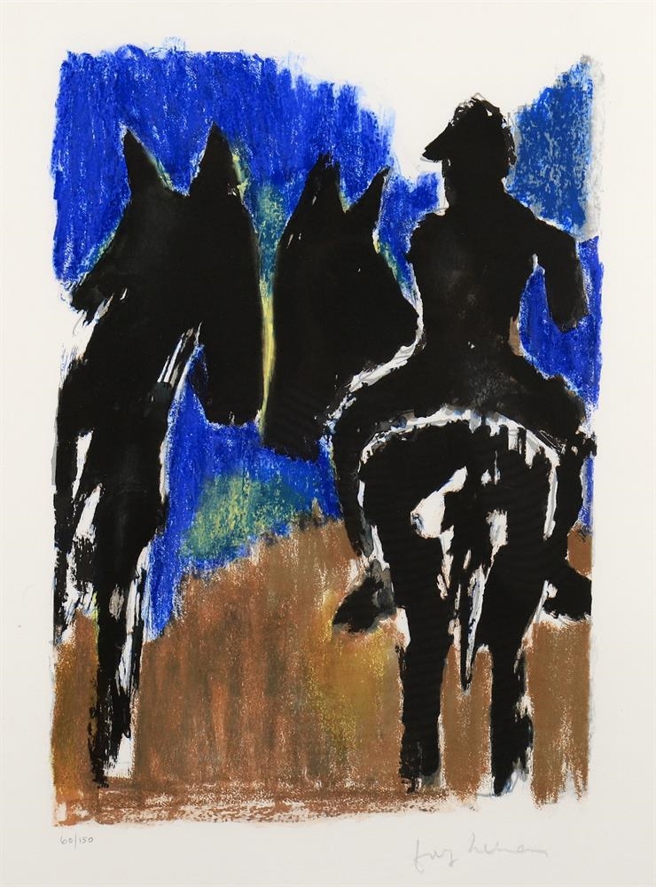 Artwork by Josef Herman, 'Horse Riders', Made of Lithograph