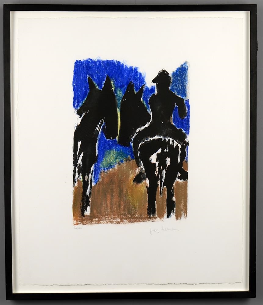 Artwork by Josef Herman, 'Horse Riders', Made of Lithograph