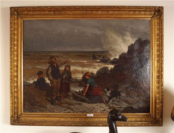 Collecting wood on the beach by F. J. Kinnaird