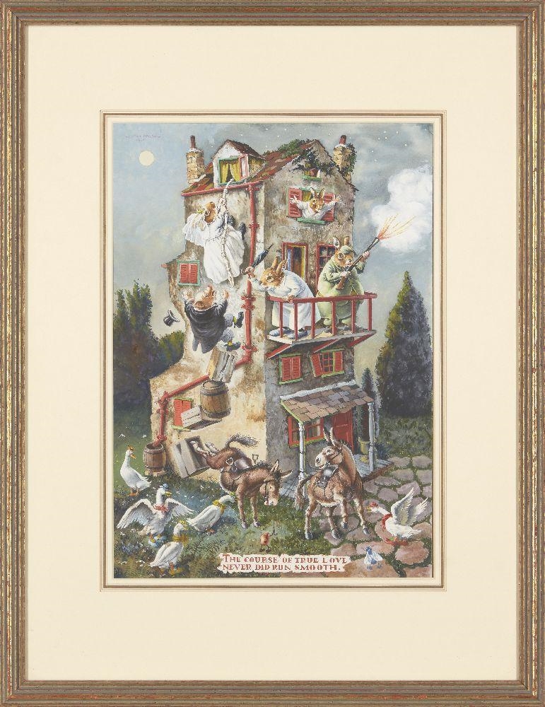 Artwork by Norman Meredith, The course of true love never did run smooth, Made of watercolour and gouache