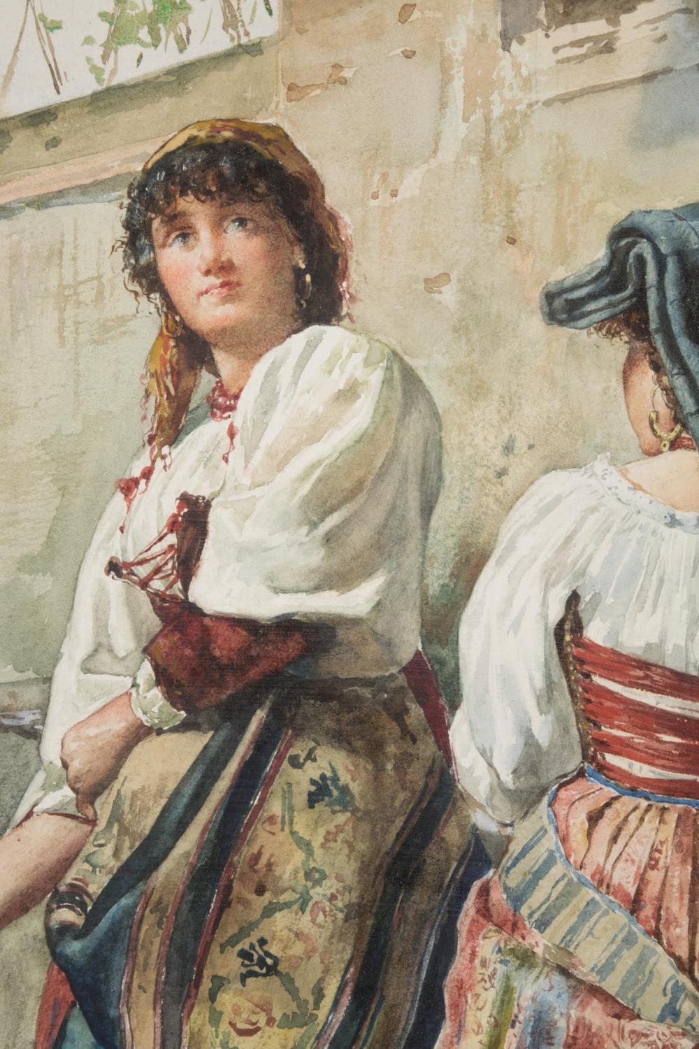 Artwork by Edouardo Vitali, washerwomen, Made of watercolor on paper