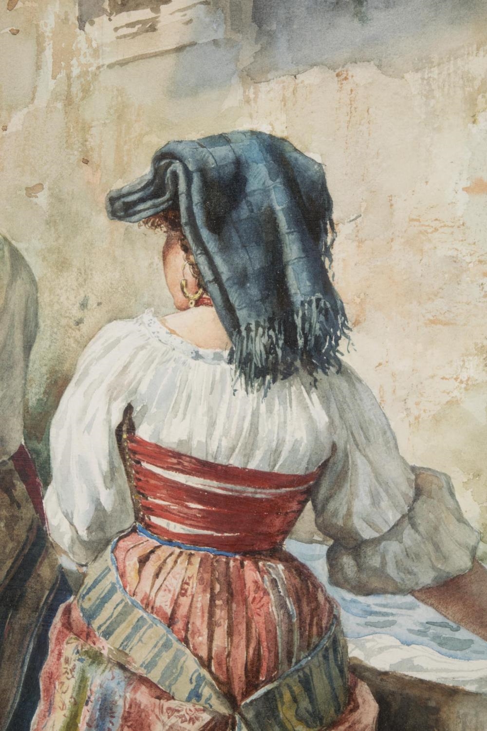 Artwork by Edouardo Vitali, washerwomen, Made of watercolor on paper