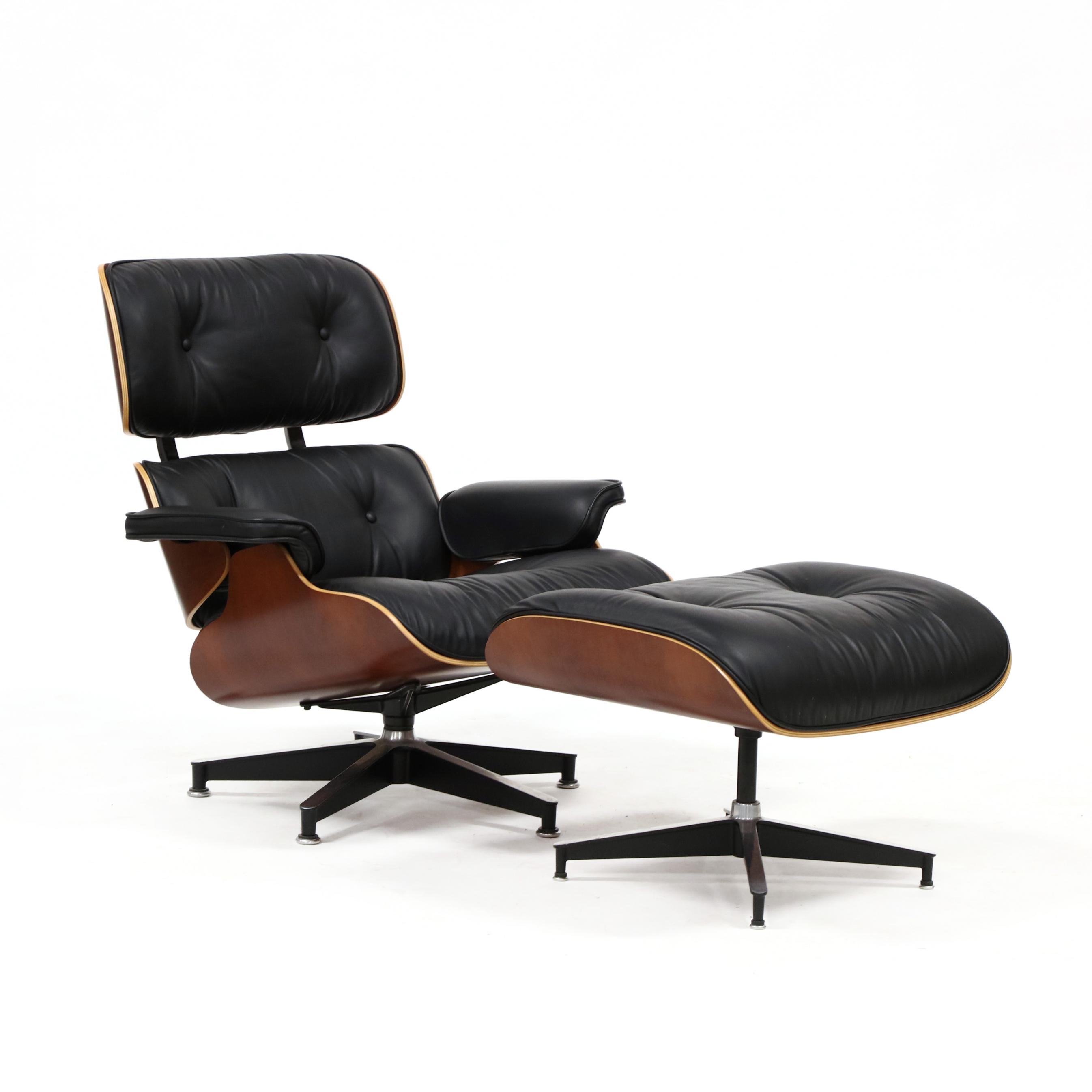 Artwork by Herman Miller, 670 Lounge Chair and 671 Ottoman, Made of cherry laminated