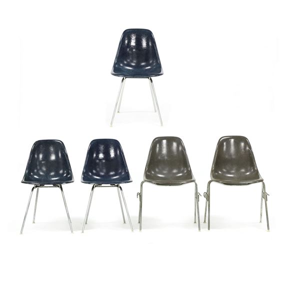 Five Vintage Shell Side Chairs