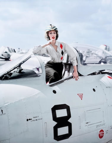 Artwork by William Helburn, Dovima Jet Pilot, West Hampton, New York , c. 1955, Made of Archival pigment print