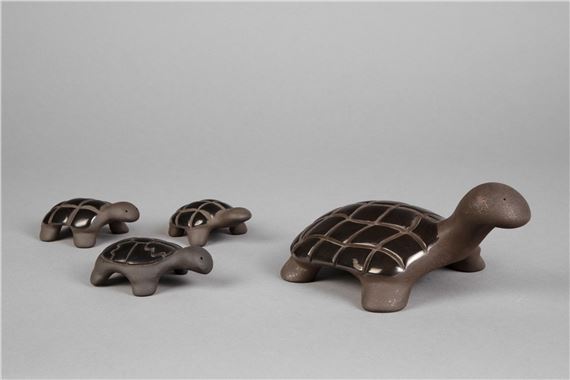 Group of Four Blackware Turtles by Anita Louise Suazo