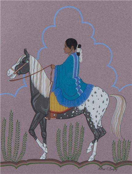 Navajo Woman on Horse by Arthur C. Begay