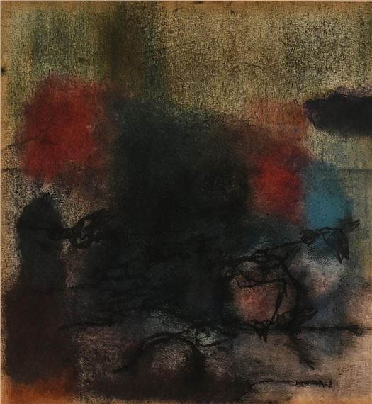 ABSTRACT COMPOSITION WITH BIRDS by Louis Maqhubela, 1968