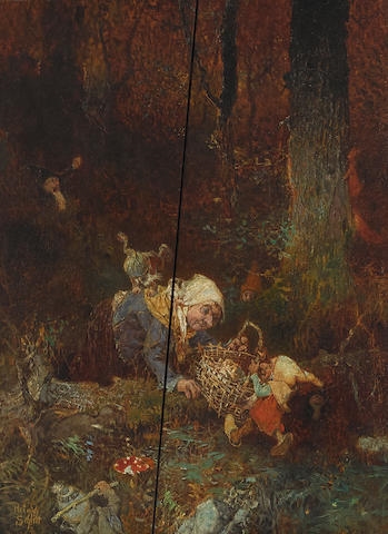 Busy gnomes in a woodland forest by Heinrich Schlitt