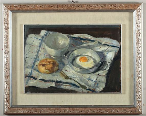 Natura morta con uova e pane by Giuseppe Cardillo