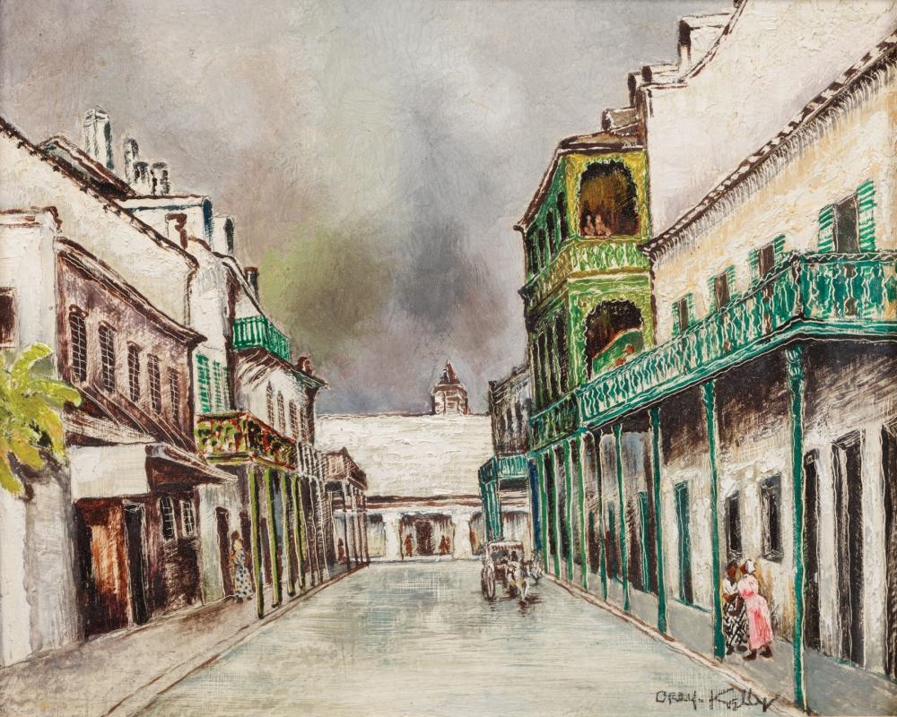 OrryKelly French Quarter Street Scene with Lady in Pink