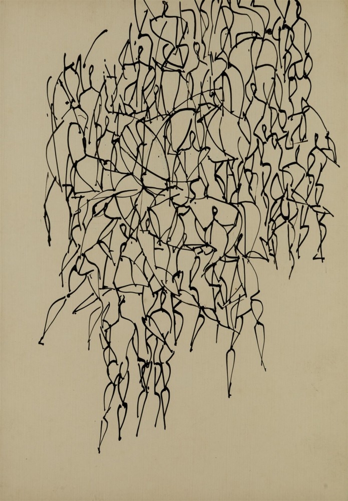 Artwork by Roman Opalka, Tłum i komisja - praca dwustronna, Made of ink/paper