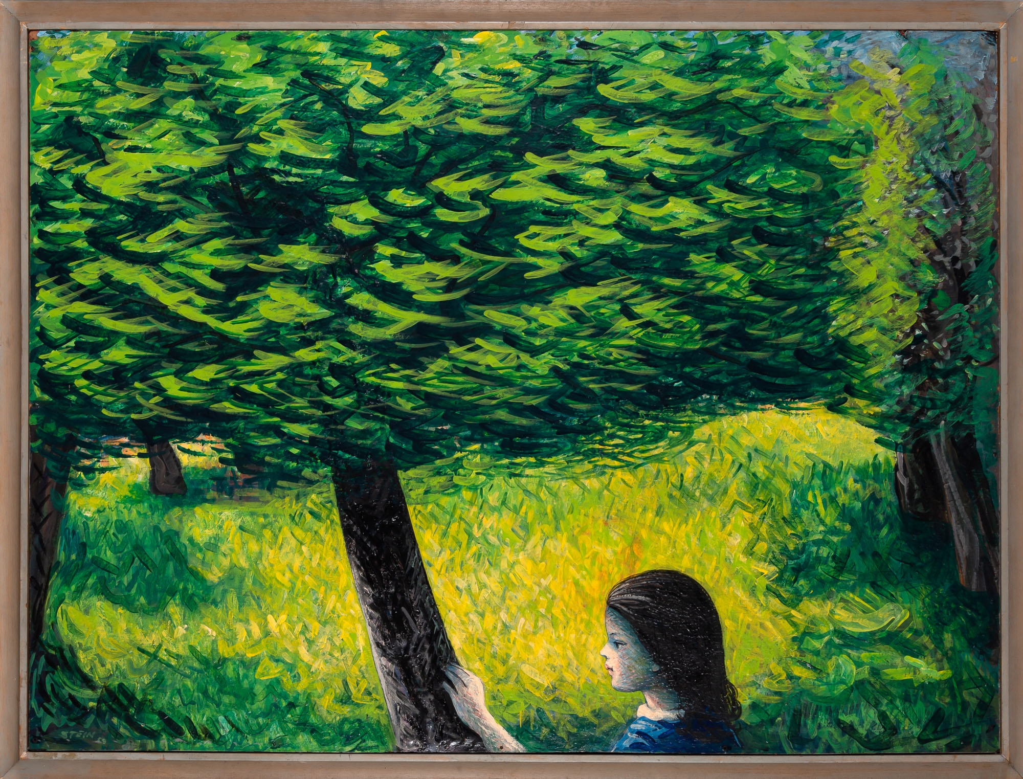 Artwork by Philip Stein, Child in Garden, Made of Oil on Masonite