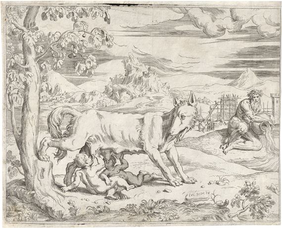 Romulus und Remus by Giulio Romano, Battista dell'Angelo del Moro
