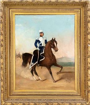 Equestrian portrait of Felicjan Szybalski as a lieutenant of the 2nd Uhlan Regiment - Theodor Butkiewicz