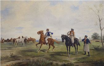 Eastern European horseman in a landscape - J. Rodack