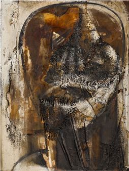 Untitled Painting No.5: Resin and Burlap Face - Robert Mallary