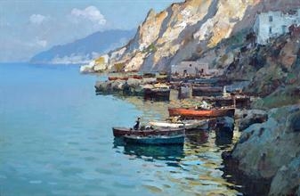 Artwork by Mario Maresca, Marina di Sorrento, Made of oil on canvas
