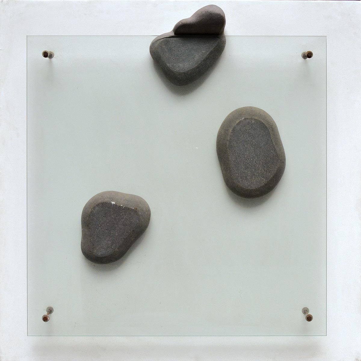 Artwork by I Made Widya Diputra, Melepas Diri, Made of stone, glass, wood, vinyl