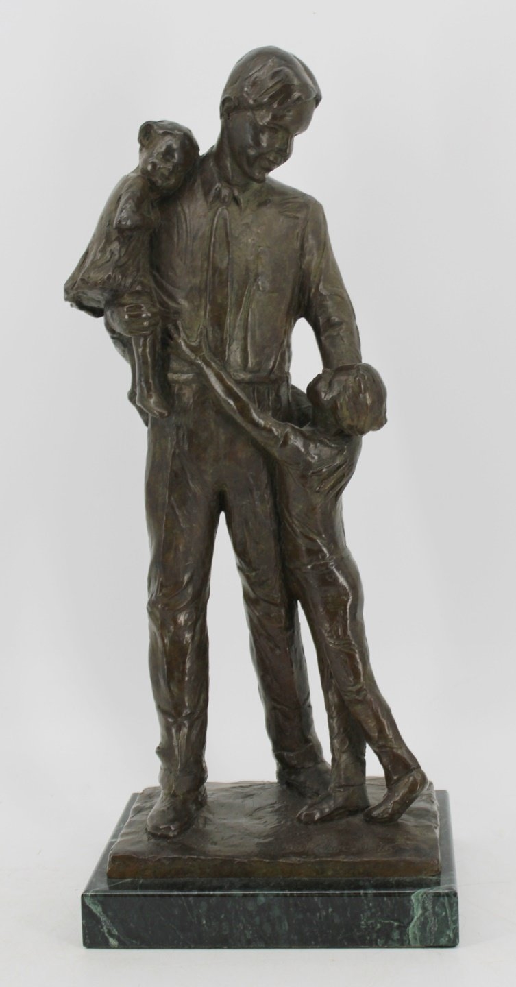 Artwork by Marc Mellon, Sculpture Of A Man With Children, Made of Bronze, Sculpture