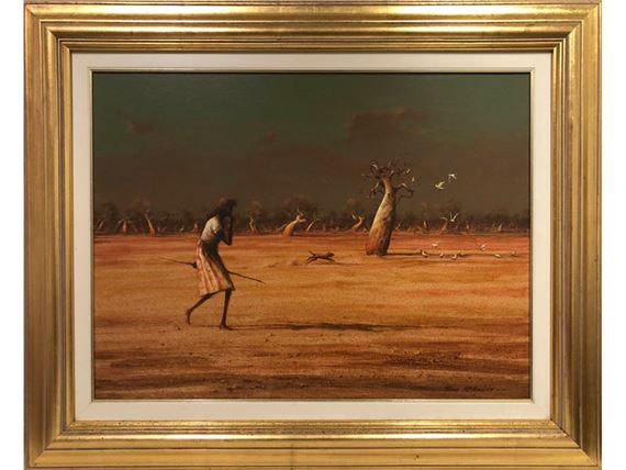 Girl and dog in Landscape by Thomas McAulay