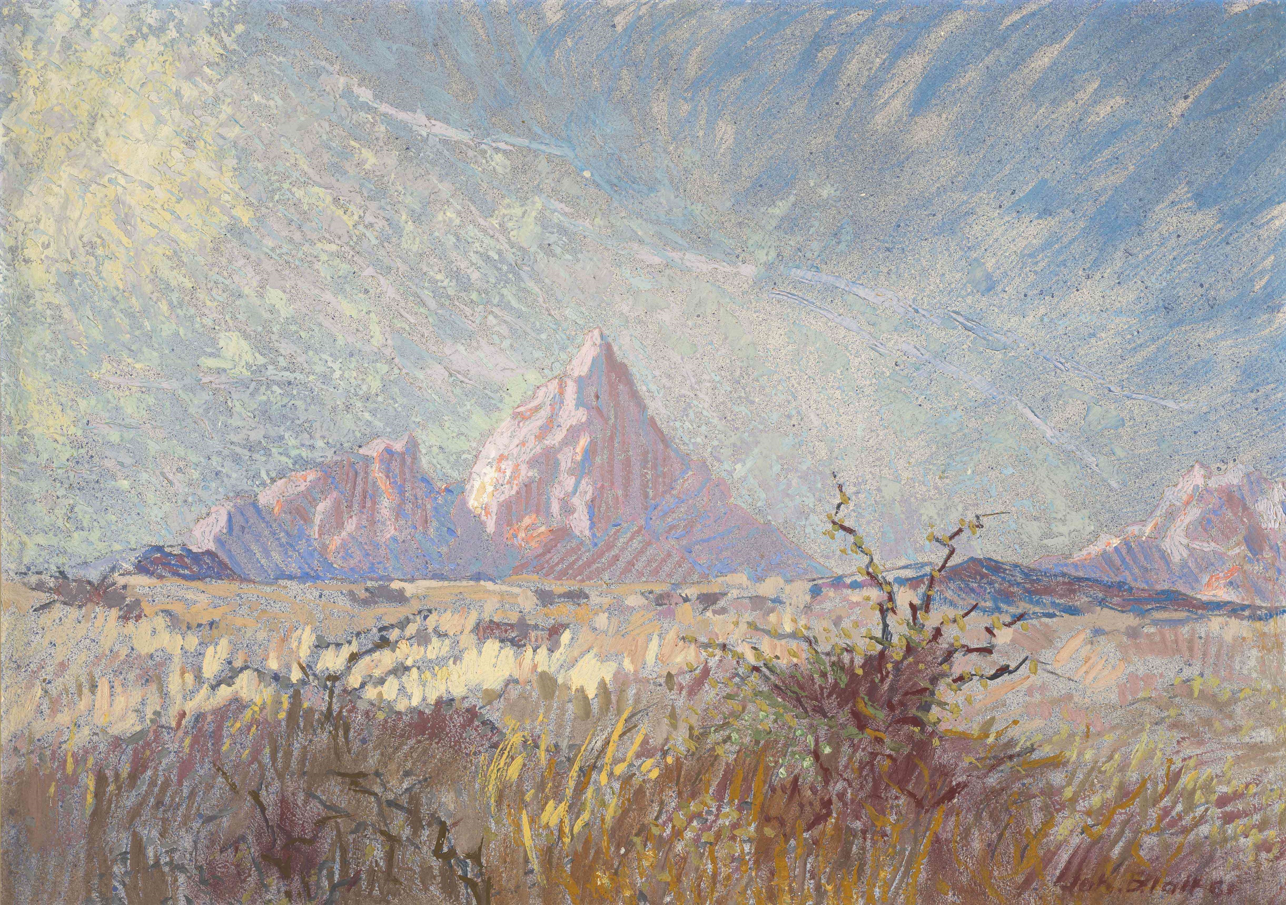 Artwork by Johannes Blatt, Spitzkoppe, Made of oil on board