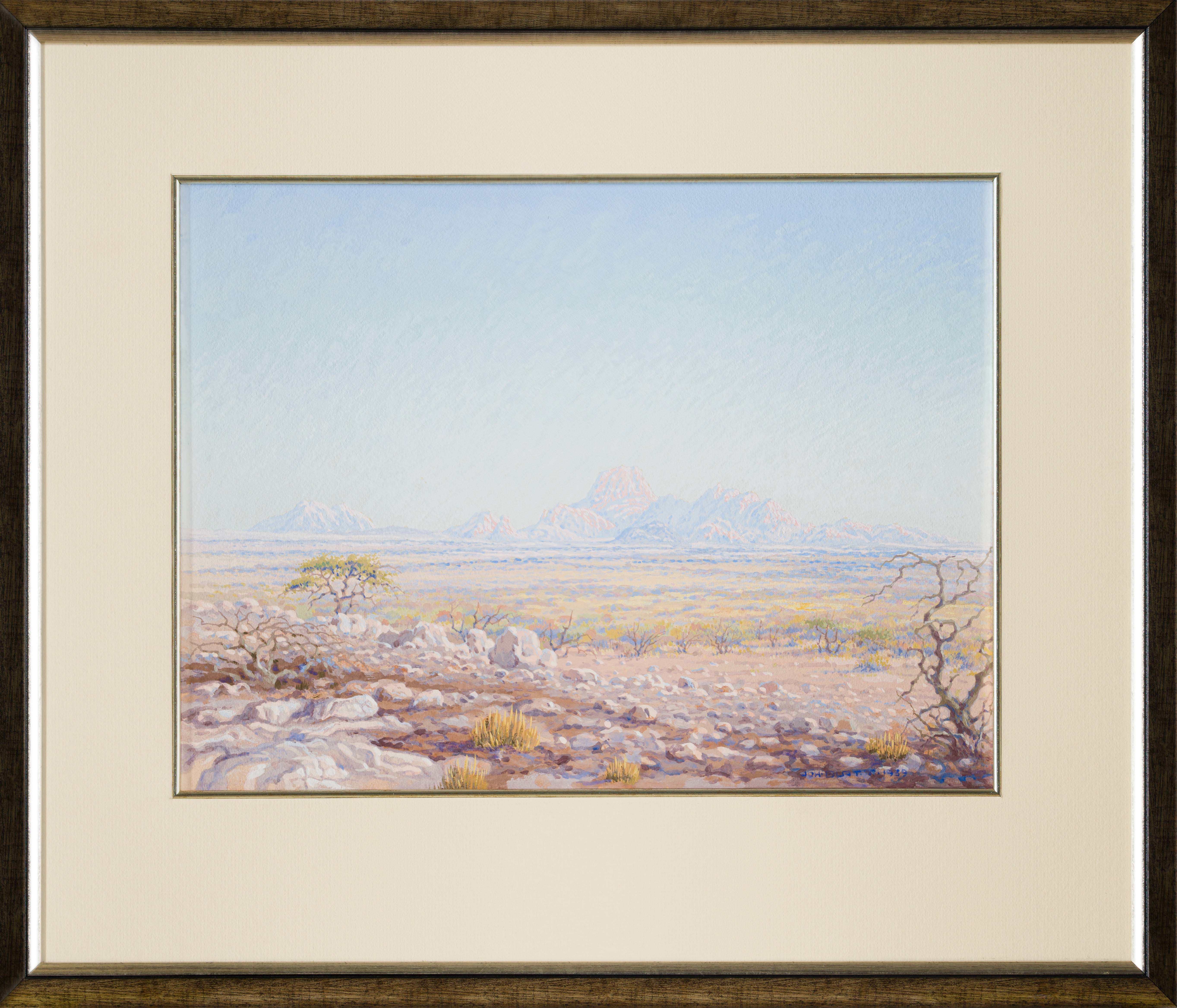 Artwork by Johannes Blatt, Blick aúf Klein- ú Gross Spitz Koppje, Made of gouache on wood panel