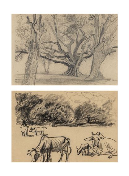 Woods, cattle grazing by Ye Qianyu