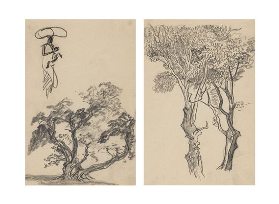 Trees, tree scenes by Ye Qianyu, 1943