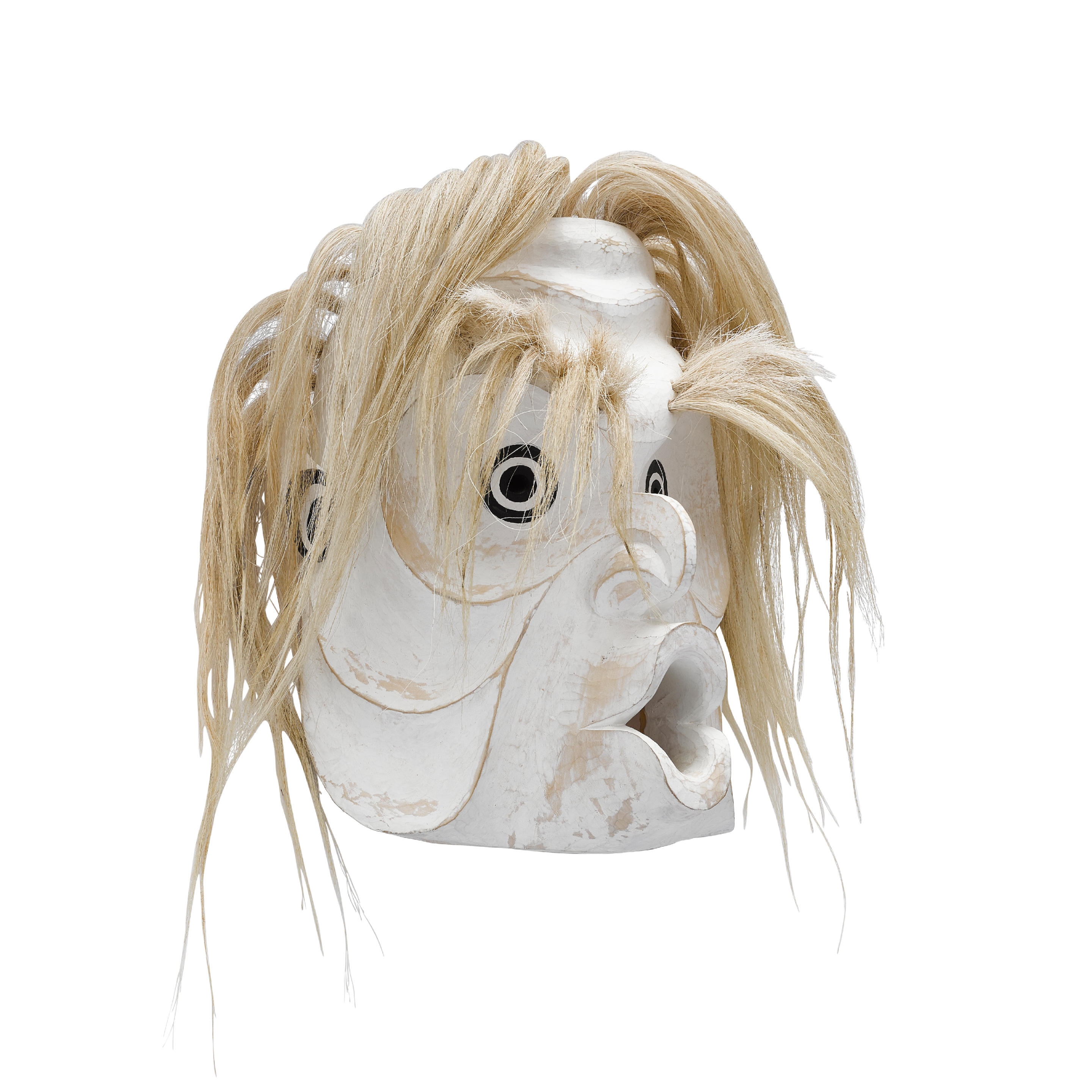 Artwork by Beau Dick, A Beau Dick mask, "Pookmis,", Made of carved and painted wood