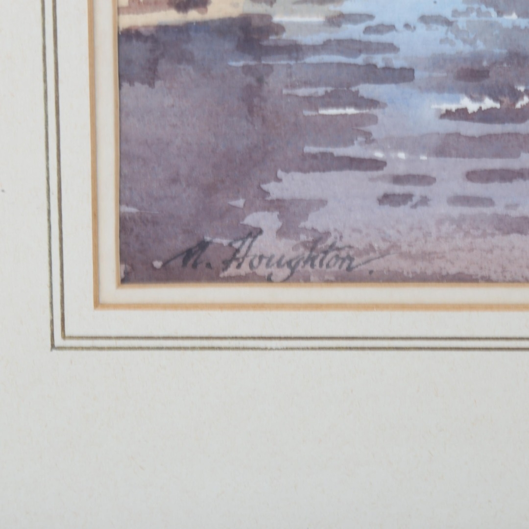 Artwork by Albert Houghton, a weir on the River Mole, Made of watercolour