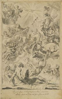 Cristo e la Madonna in gloria, angeli e anime purganti - N. Brencola