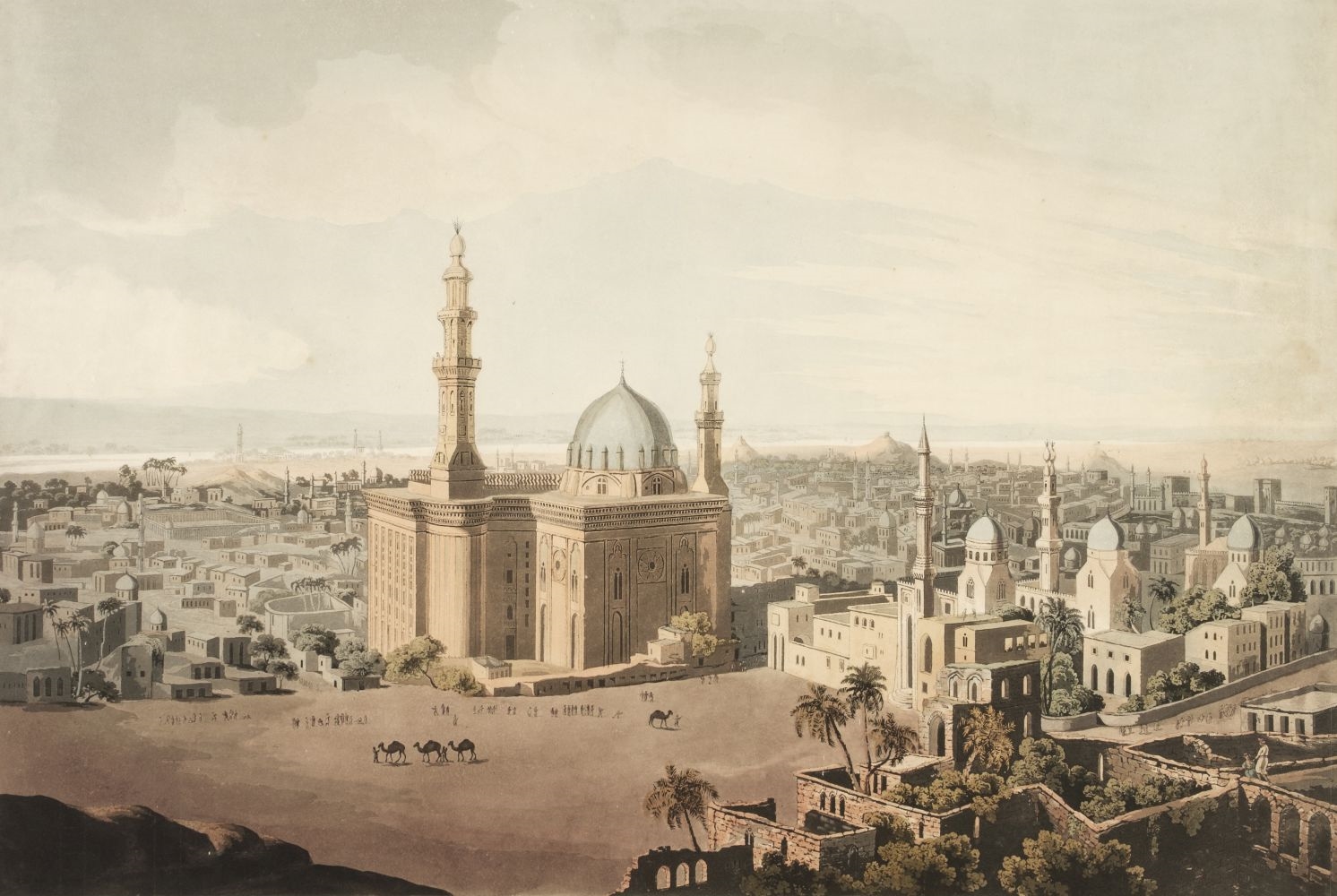 Artwork by Daniel Havell, Henry Salt, S. Rawle, View of Grand Cairo, Made of hand coloured aquatint