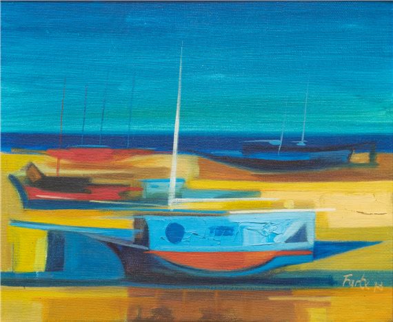 Barcas en la costa by Vicente Forte, 1978