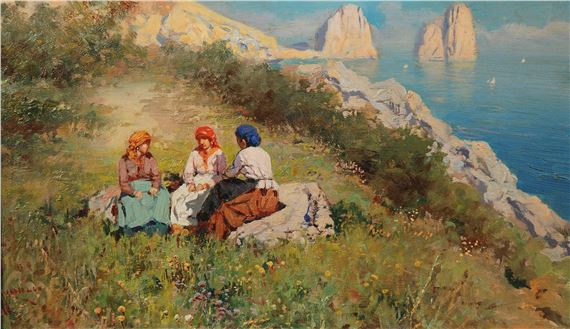 "Scorcio di Capri con fanciulle e faraglioni sullo sfondo" - Michele Ciardiello