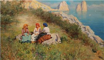 "Scorcio di Capri con fanciulle e faraglioni sullo sfondo" - Michele Ciardiello