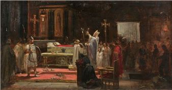 La bénédiction du corps de l'empereur Théodose par saint Ambroise de Milan - Luis García Hevia