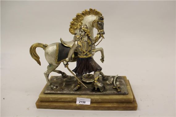 Middle Eastern warrior beside his horse by Giuseppe Vasari, 20th Century