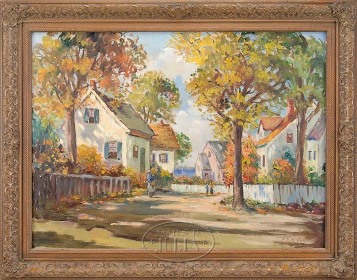 Artwork by Frances H. McKay, A VILLAGE IN MAINE, Made of Oil on canvas